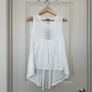 White Flowy High Low Shirt